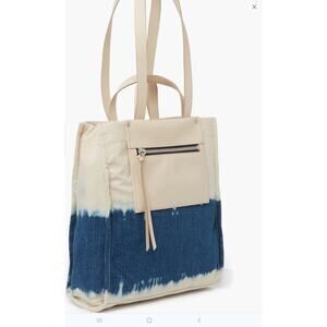 Lucky Brand Soue Top Handle Shoulder Strap Twill Canvas Tote Bag in Blue Tie Dye